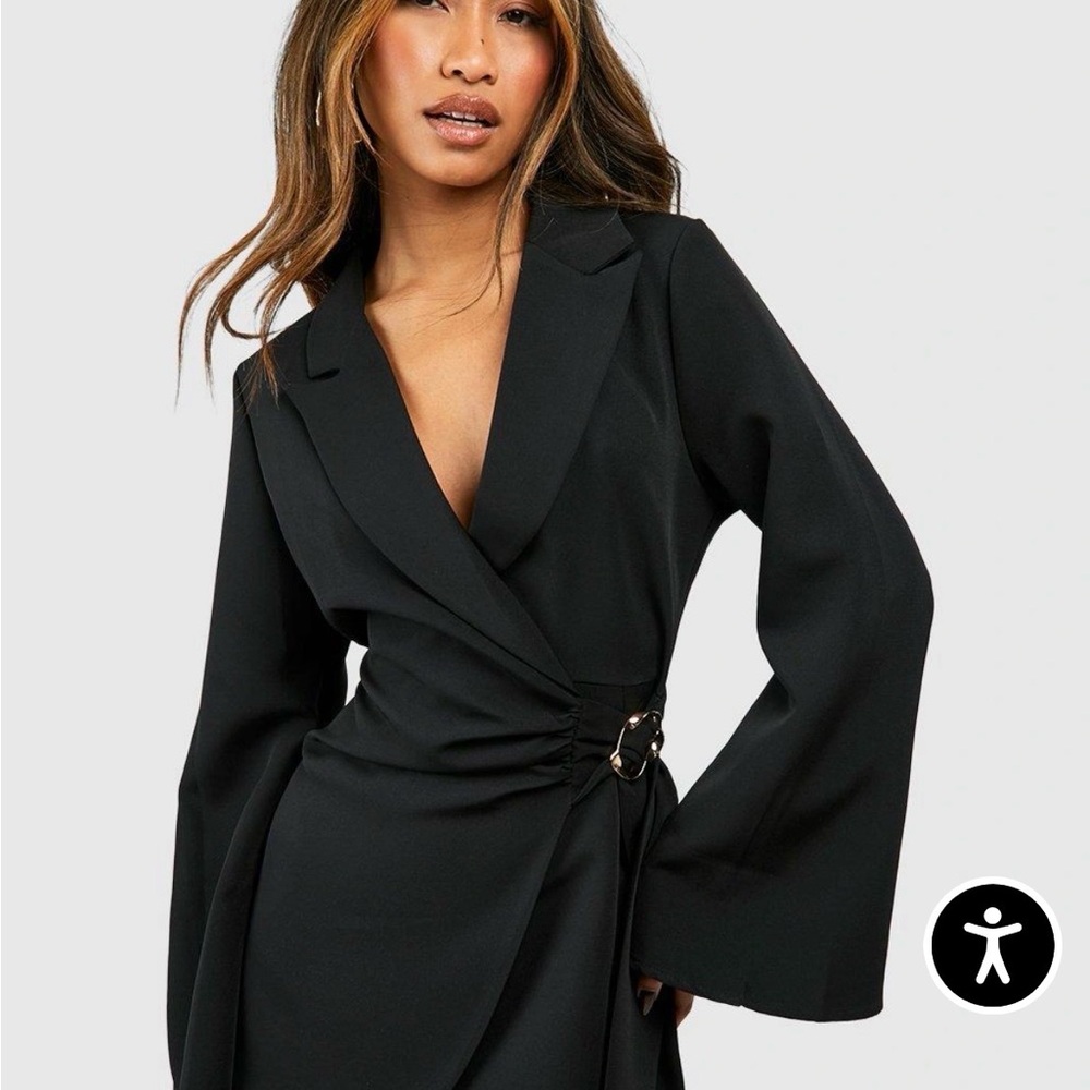 Black Wrap Blazer Romper - Picture 3 of 7